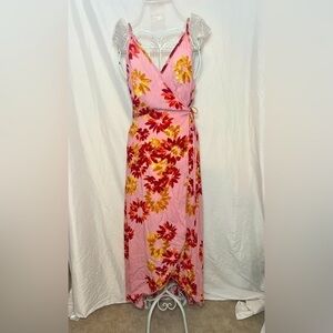 Floral Wrap Dress - Pink - Size M - Like New!